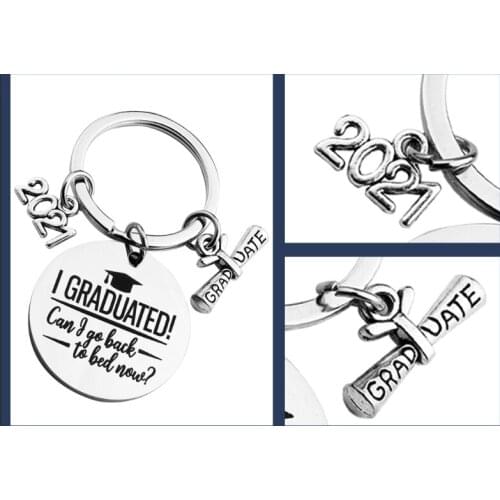 M68E Class of 2021 Graduation Ceremony Keychain Graduated Bachelor Hat Key Ring Necklace Pendant Jewelry Bag Souvenir Gift