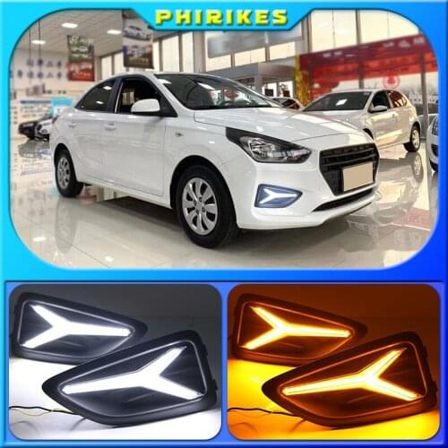For Hyundai Accent Solaris Verna 2017-2020 LED DRL Daytime Running Light Fog Lamp 12V Car Running Lights