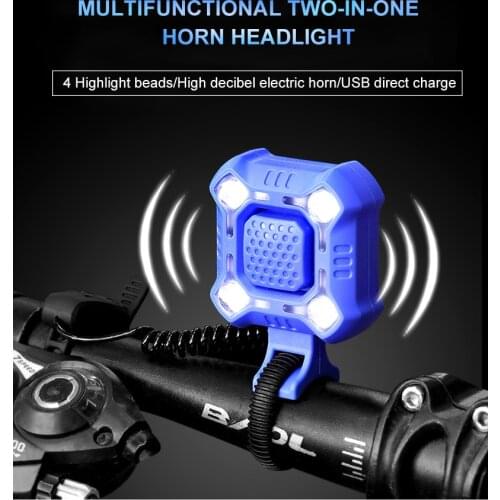 2 in1 4 Lamp Cycling Light 140 dB Bike Bell Front Bicycle Headlight 4 Modes Safety Night Cycling Lamp+Loud Alarm Security