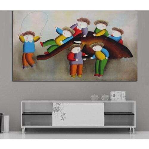 High Quality Handpainted children Oil Paintings Art Pictures Lovely Childhood Wall Pictures on Canvas for kid' room Home Decor