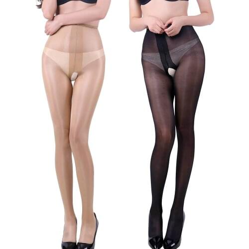 High Waist Tights Sexy Womens Open Crotch Pantyhose Transparent Shiny Panty hose Silky Stockings for Woman and Girl gift