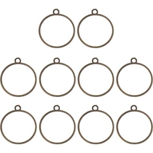 10Pcs Round Pendant Press Flower DIY UV Resin Blank Frame Bezel Jewelry Making