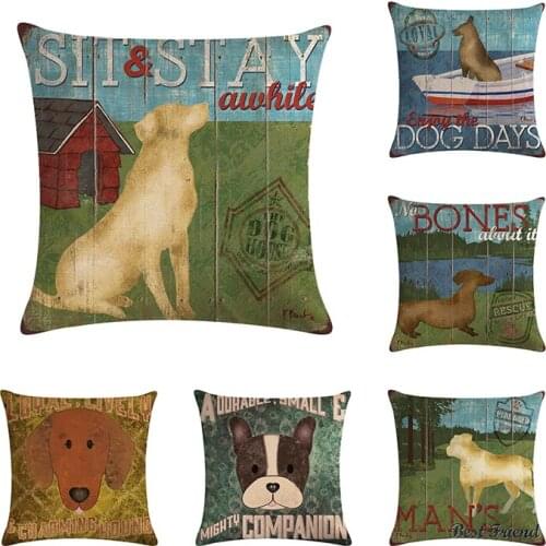 Cushion Cover Dog Throw Pillow Case Siberian Husky Lovely Dogs Cotton Linen 45x45cm Cushion Cover Seat Home Simple Style