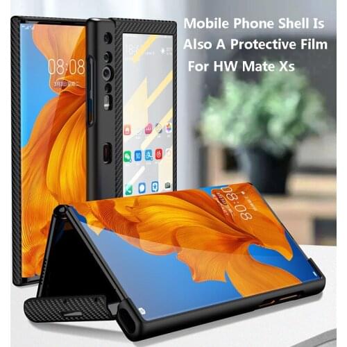 Plain Leather Phone Case For Huawei Mate XS Case Fold Bracket Luxury Shockproof Protective Fitted Case Mobile Phone Accessories