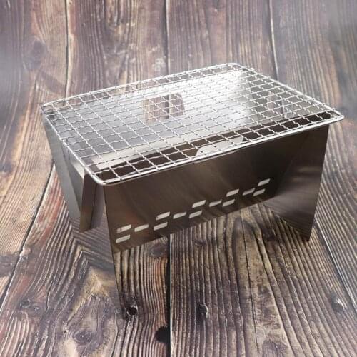 Outdoor Folding BBQ Grill Portable Stainless Steel Wood Fire Burning Stove for Camping