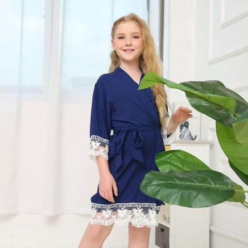 Children Pajamas Clothing Set Sleepwear Nightwear Girls Floral Kimono Pijamas For Bath Robes Bridesmaid Spa Wedding Birthday