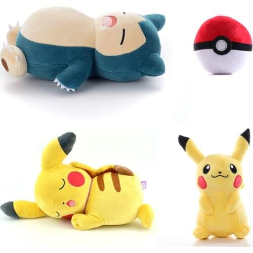 Anime Pokemoned Sleeping Face Pikachus ball Plush Toys Snorlax Collectibles Kawaii Decoration Decoration Dolls Children gift