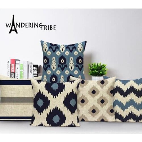Pop Geometric Pillow Cover Blue Nordic Cushion Home Decoration Pillowcase Scandinavian Sofa Cushions Linen Print 45*45Cm 30*50Cm