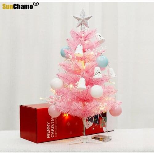 Pink Christmas Tree Package 0.6 M Christmas Decorations Home Ins Douyin Network Red Tree with Lamp Table Pendulum Small Tree