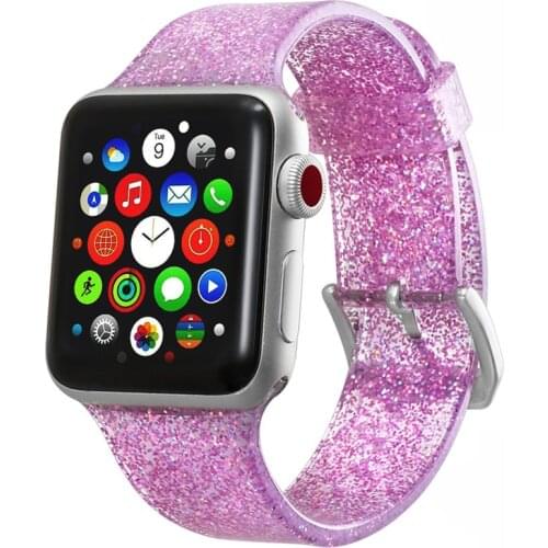 Glitter Strap for Apple Watch Band 40mm 44mm pulseira Apple Watch 6 5 4 correa Silicone Bracelet watchband iwatch band 38mm 42mm
