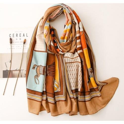 Luxury Brand 2021 Autumn Winter Women Scarf Beach Shawl Cotton Lady Fashion Chain Scarves Bandana Pashmina Wrap Hijab Muffler