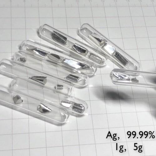 Silver block 99.99% 1/5 Gram Sample Ag Pure Crystals in Periodic Element