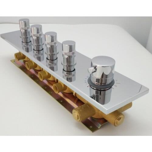 JMKWS Thermostat Shower Mixing Valve Faucet Concealed Shower Mixer 4 Way Bath Shower Diverter Brass 304 SUS Chrome Shower Cover