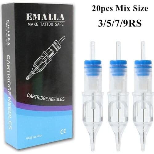 20PCS Cartridge Tattoo Needles Mix Size Tattoo Needles Permanent Makeup Tattoo Supplies 1203RS 1205RS 1207RS 1209RS