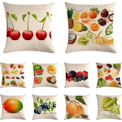 Tropical Fruit Cushion Covers Popular Watermelon Pineapple Throw Pillow Cases Happy Camper Decor Dining Chair Pillowcase ZY957