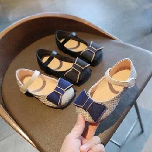 Girls Bow Princess Shoes Spring 2021 New Fashion Single Leather Shoes Girl Soft Sole Student Children Performance Shoes E577
