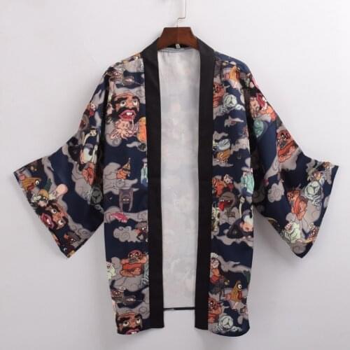 Unisex Japanese Kimono Traditional Yukata Men Cardigan Mujer Women Short Outwear Coat Hyakki Yakou Clarkes World Costumes
