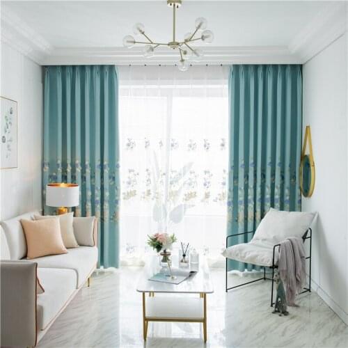 2020 new blue Japanese and Korean style high quality modern fresh luxury curtain for bedroom living room kitchen curtains