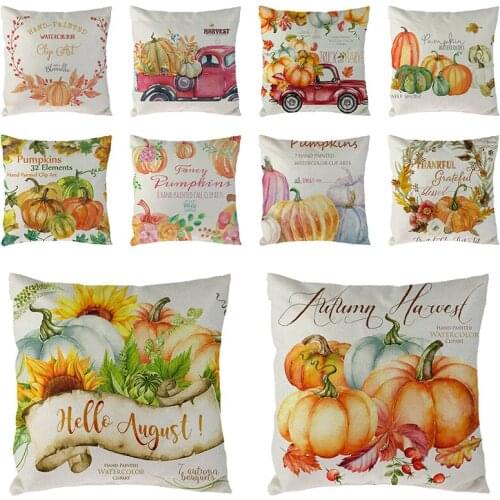 Harvest Truck Pumpkin Cushion Cover Square Pillow Case Thanksgiving Day Decor Sanw Decoration Celebrations and Events 1609