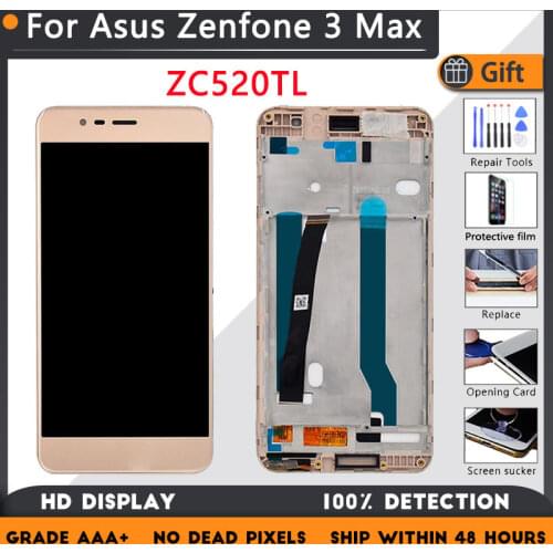 For Asus Zenfone 3 Max ZC520TL LCD screen assembly with front case touch glass, X008D X00KD LCD Display original Black White G