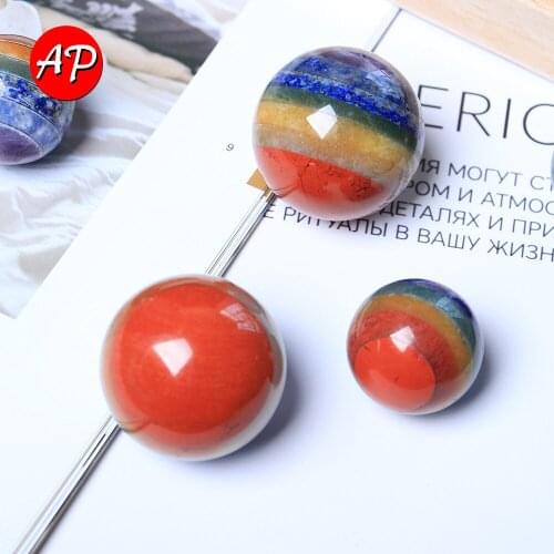 1pc Natural Seven Color Gem Crystal Ball Seven Chakras Sphere Quartz Decoration Practise Divination Energy Globe
