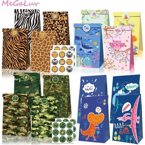 12pcs Candy Bags Cookies Treat Paper Wrapping Box Kids Birthday Decoration Party Favor Gift Packing Bags Baby Shower Supplies