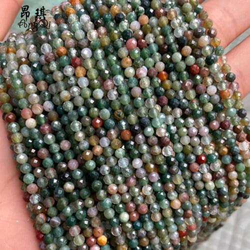 2mm 3mm 4mm Faceted Natural India Agates Beads Loose Spacer Gem Stone Beads For Jewelry Making DIY Bracelet Necklace 15'' Strand