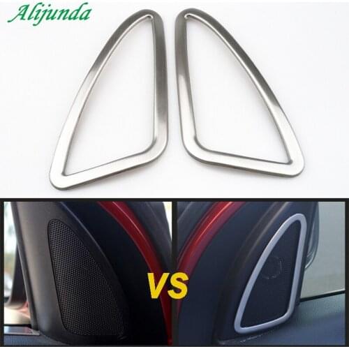 2pcs Stainless Steel Car Door Stereo Loud Speaker Decoration Cover Frame Trim Ring For Hyundai ix35 2010-2014 Car Styling