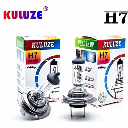KULUZE 2 Pcs H7 Halogen Bulb High Quality Headlight 3200k Px26d Fog Lamp Parking 12V 55W Clear Car Styling Light Source