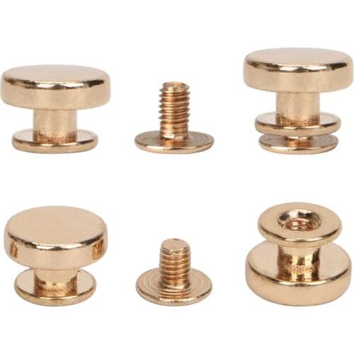 New 20Pcs 10mm Alloy Gold Flat Nipple Rivets DIY Luggage Leather Metal Craft Solid Screw Nail Clothing Punk Screws Accessories