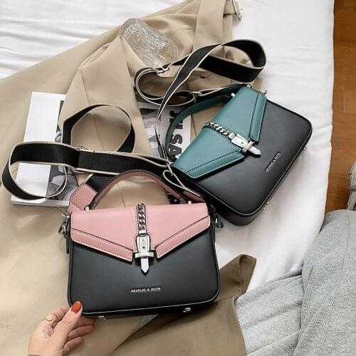 2020 new ladies color contrast leather messenger bag small shoulder bag ladies chain handbag and wallet travel handbag