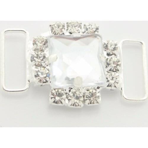 34x20mm Silver Rhinestone Bra Chain Embellishment Bridal Buckles DIY Accessories Decoration For Wedding Invitation Ribbon Slider