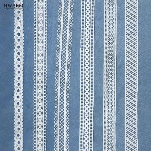 5yard white water-soluble bar code lace fabric trim DIY milk silk embroidery hollow double-sided round lace garment accessories
