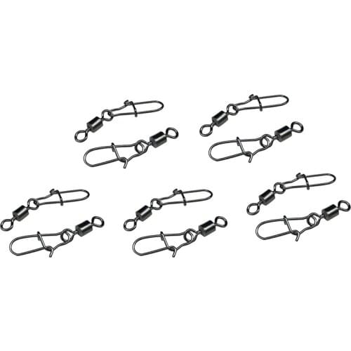 50PCS/Lot Fishing Connector Pin Bearing Rolling Swivel Stainless Steel with Snap Fishhook Lure Tackle