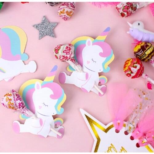 50Pcs Unicorn Lollipop Decoration Cards Birthday Party Decorations for Kids Unicorn Party Candy Favors Decor for Guest HM11