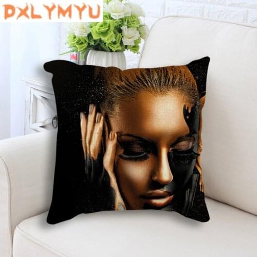 Abstract Black Nordic Cushion Woman Face Portrait Posters Print Pillow Decorative Cushion for Sofa Car Linen Cotton Pillowcase
