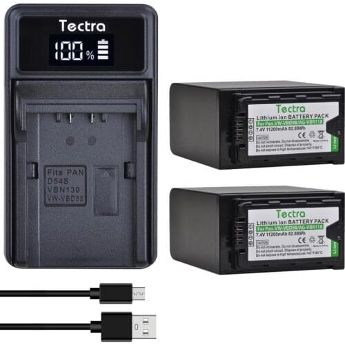 11200mAh 2PCS VW-VBD98 AG-VBR118 Battery&LED Power Indicators for Panasonic AJ-PX280 PX285MC AG-HPX265MC PX298 FC100+Charger