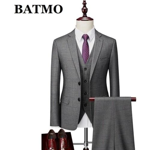 BATMO 2020 new arrival wedding dress men,mens fashion suits ,jackets+pants+vest,plus-size S-4XL 1727
