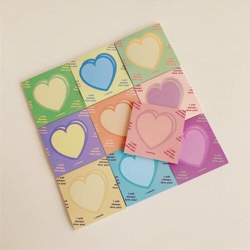 Korean Ins Contrast Color Love Memo Pad Creative Stationery Beautiful Confessions Message Paper Square Notepad 50sheets 10 Color