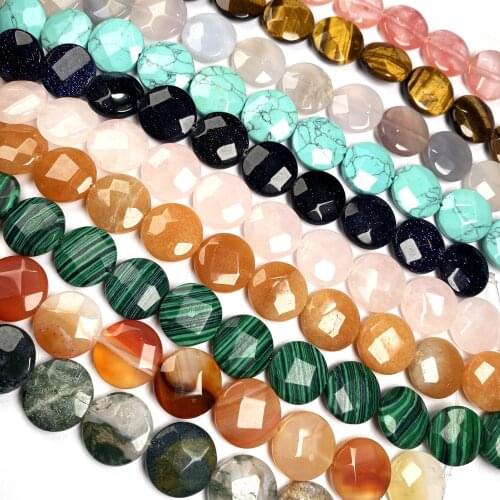 Natural Stone Round shape Faceted beads crystal Semifinished Loose beads for jewelry making DIY Necklace Bracelet Accessories