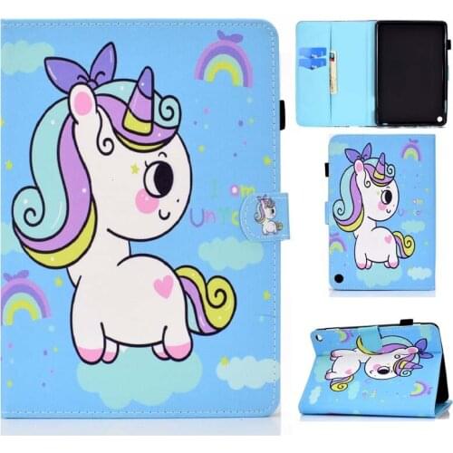 Cute Unicorn Elephant flower Flip Case For Amazon Fire HD 10 2021 / Fire HD 10 Plus 2021 10.1" Tablet Stand PU Leather Cover