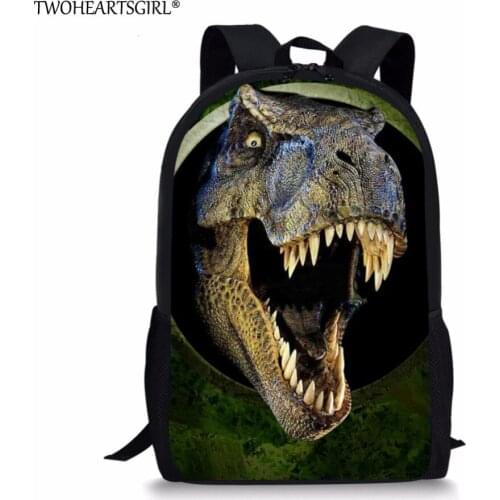 TWOHEARTSGIRL Cool 3d Kids Dinosaur Backpack Printing Teen Boys Bagpack for Junior Primary Kids Classic High School Children Bag