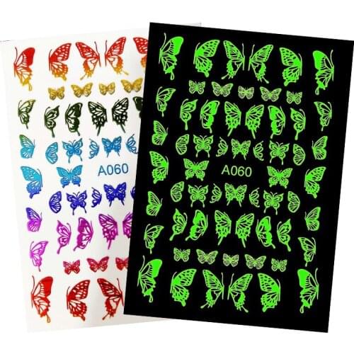 Holographic Butterfly Designs Sticker Nail Decal DIY Slider for Manicure Nail Art Watermark Manicure Decor
