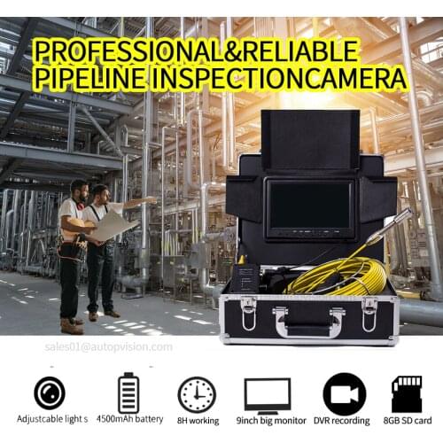 WP90B 30m Pipe Sewer Inspection Camera Waterproof IP68 20M Drain Industrial Endoscope Video Inspection System 9Inch LCD Monitor