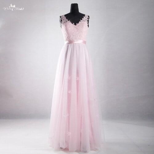 LZ143 V-neck Sleeveless Applique Evening Gowns Lace Up Lace Prom Dress