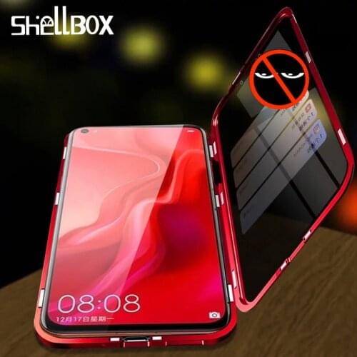 Privacy Magnetic Case for Huawei P30 P20 Pro Double Sided Tempered Glass Metal Bumper Anti-Peeping Case for Huawei P20 P30 Cover