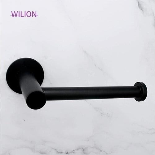 1Pcs Matt Black No Drilling Toilet Paper Holder With Strong Self Adhesive Tape Bathroom Accessory Popular Used
