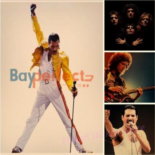 Rock band queen poster retro Kraft wallpaper home room decor Drawing core Wall stickers