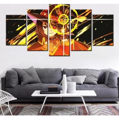 Wall Art Canvas Painting Megumin Cute Girl Poster Konosuba Japan Anime Modular Wall Pictures For Living Room Home Decor