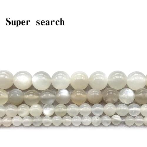Natural Glittering Moonstone Stone Smooth Round Loose Beads For Jewelry Making DIY Bracelet Pendant Necklace 15'Strand4 6/8/10m